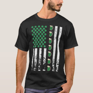 American Flag Drink Irish Kleeblatt Green Beer T-Shirt
