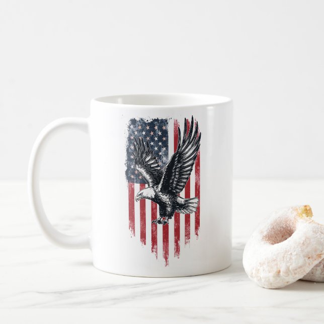 American Flag & Eagle Gift - Patriotischer Vater Kaffeetasse (Mit Donut)