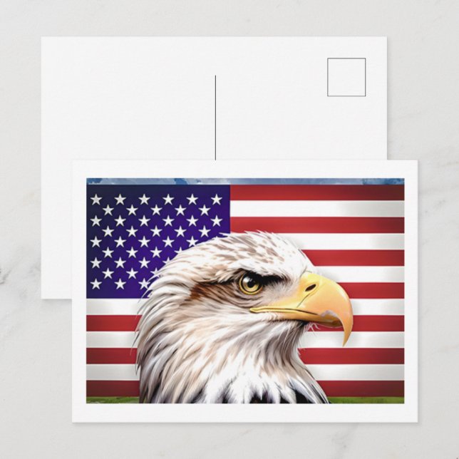 American Flag Eagle Patriotic USA Postcard Postkarte (Vorne/Hinten)