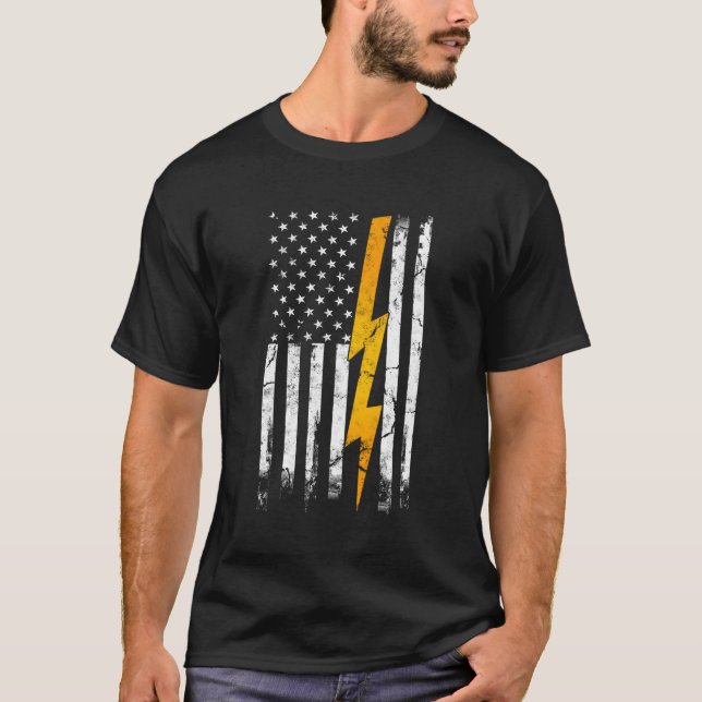American Flag Electric Cable Engineering Electric T-Shirt (Vorderseite)
