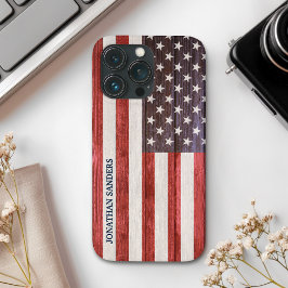 American Flag Engraved on Bamboo Wood Case-Mate iPhone Hülle