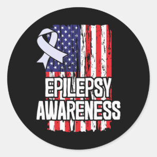 American Flag Epilepsy Awareness Ribbon Runder Aufkleber