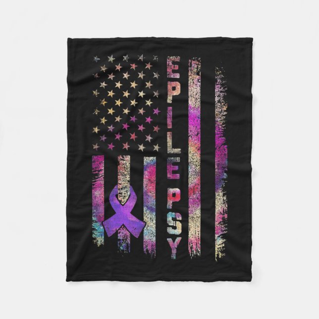 American Flag Epilepsy Awareness Support Gefärbte  Fleecedecke (Vorderseite)