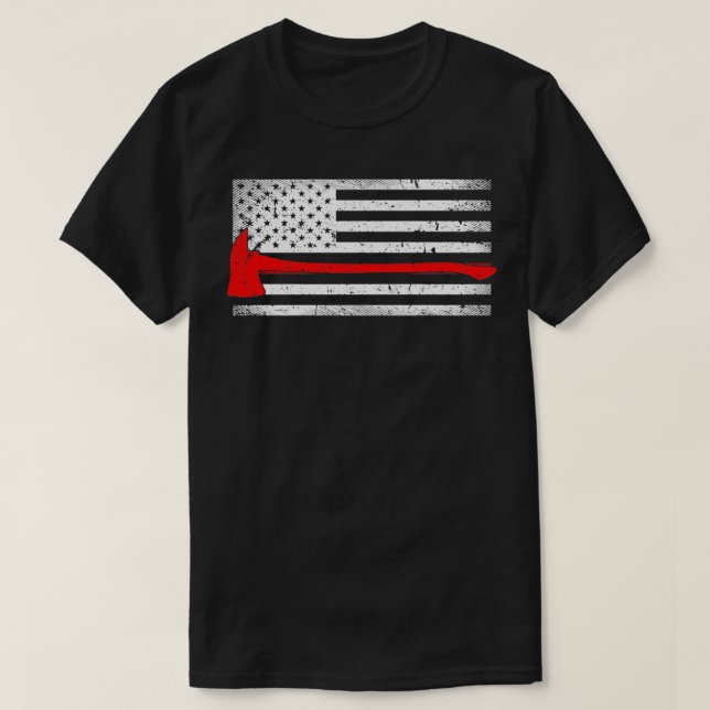 American Flag Fighter Red Ax Geschenke für Firem T-Shirt (Design vorne)