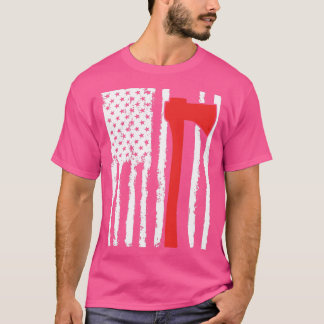 American Flag Firefighter Red Ax Firefighter T-Shirt