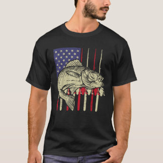 American Flag Fish Rod Patriotic USA 4th O T-Shirt