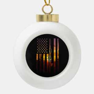 American Flag Fisherman Funny Bass Fis Keramik Kugel-Ornament