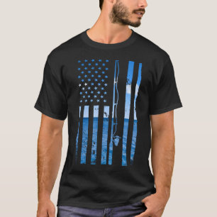 American Flag Fisherman Funny Bass T-Shirt