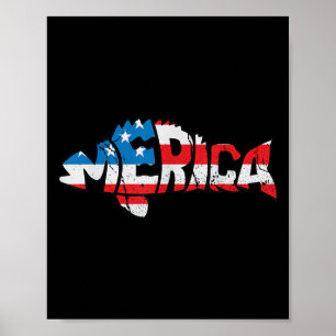American Flag Fishing Lovers Fisherman Funny Fishi Poster