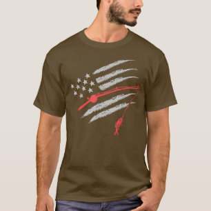 American Flag Fishing Rod Funny Vintag Fishin T-Shirt