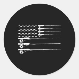 American Flag Fishing Rod Trout Patriot Men T Runder Aufkleber