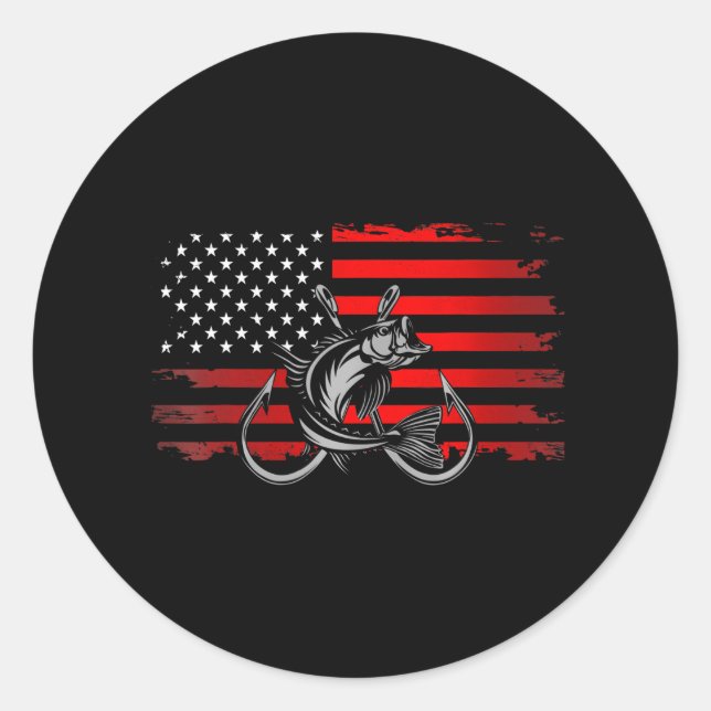 American Flag Fishing Runder Aufkleber (Vorderseite)