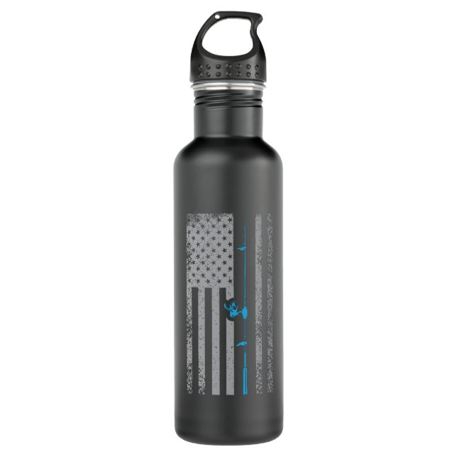 American Flag Fishing USA Blue line Geschenk Edelstahlflasche (Vorderseite)