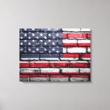 American Flag, Flag on Bricks Canvas Print