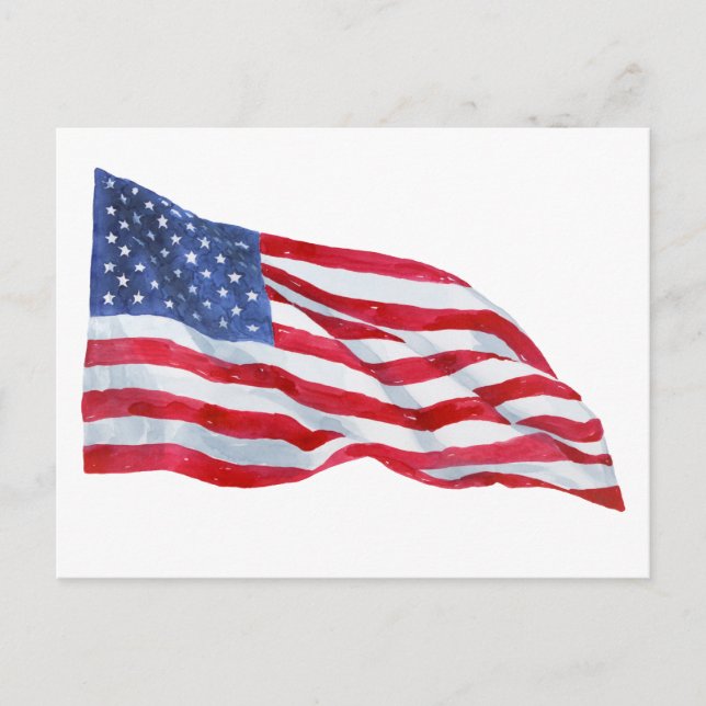 American Flag Flag Watercolor Postkarte (Vorderseite)