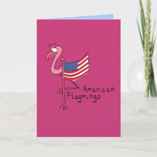 American Flag Flamant rose drôle de carte de voeux