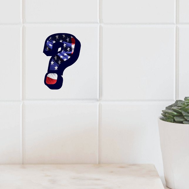 American Flag Frage Mark LG Foto Keramik Tile Fliese (American Flag Question Mark LG Photo Ceramic Tile)