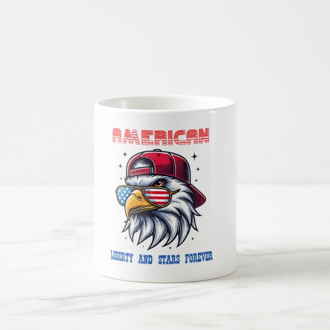 American Flag Freedom Cool Bald Eagle auf Kaffeetasse (Mittel)