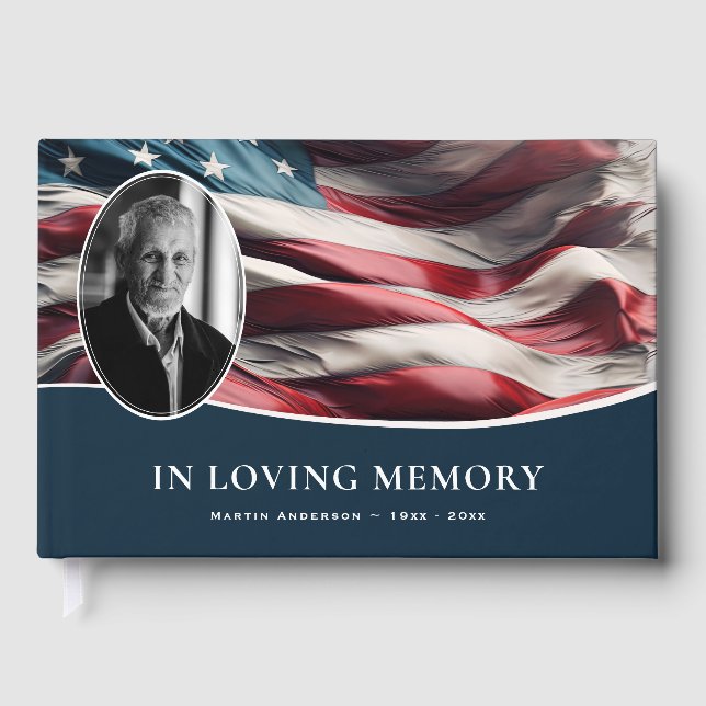 American Flag Funeral Memorial Foto Gästebuch (Vorderseite)