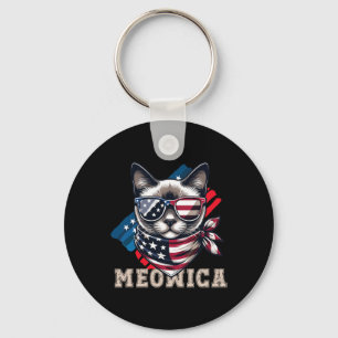 American Flag Funny Cam Meme Patriotic Meowica Usa Schlüsselanhänger