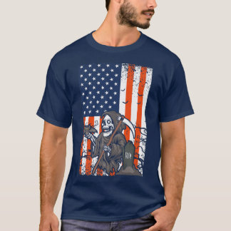 American Flag Ghost Halloween Spooky Kostüm Männer T-Shirt