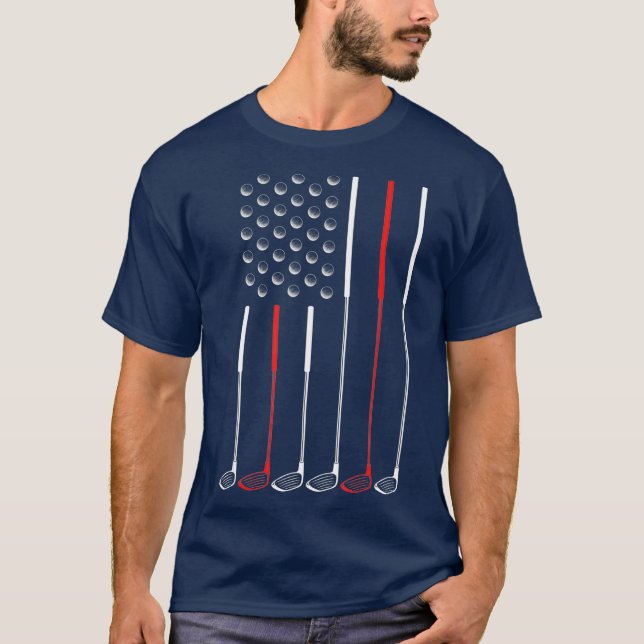 American Flag Golf Clubs Golf Stick Flag Geschenk T-Shirt (Vorderseite)