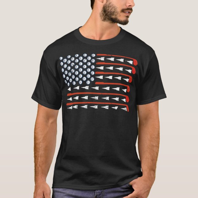 American Flag Golf Funny Golf Club Golfplatz  T-Shirt (Vorderseite)