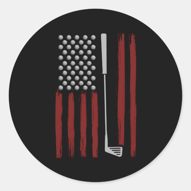 American Flag Golf für Golfer Golf Club Runder Aufkleber (Vorderseite)