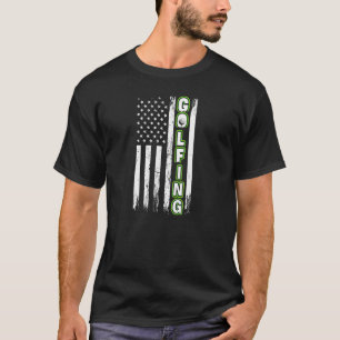 American Flag Golf Vintag Fun Golf T-Shirt
