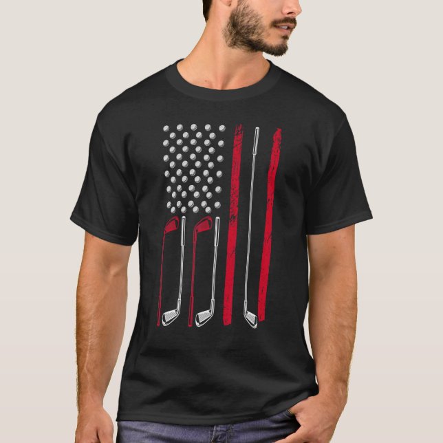 American Flag Golfing Patriotic Golf  4th Of July T-Shirt (Vorderseite)