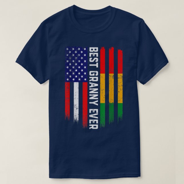 American Flag & Guinea Flag Best Granny Ever  T-Shirt (Design vorne)