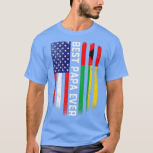 American Flag & GuineaBissau Flag Best Papa Ever  T-Shirt