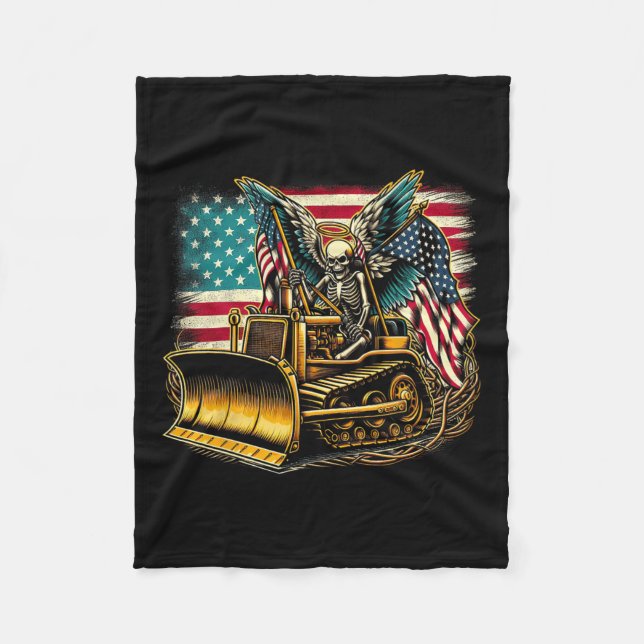 American Flag Halloween Skull Fleecedecke (Vorderseite)