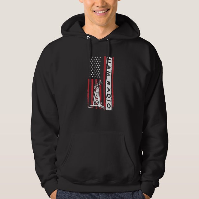 American Flag Ham Radio Amateur Radio Operator Hoodie (Vorderseite)