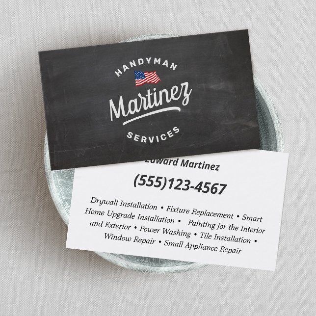 American Flag Handyman Carpentry Business Card Visitenkarte (Von Creator hochgeladen)