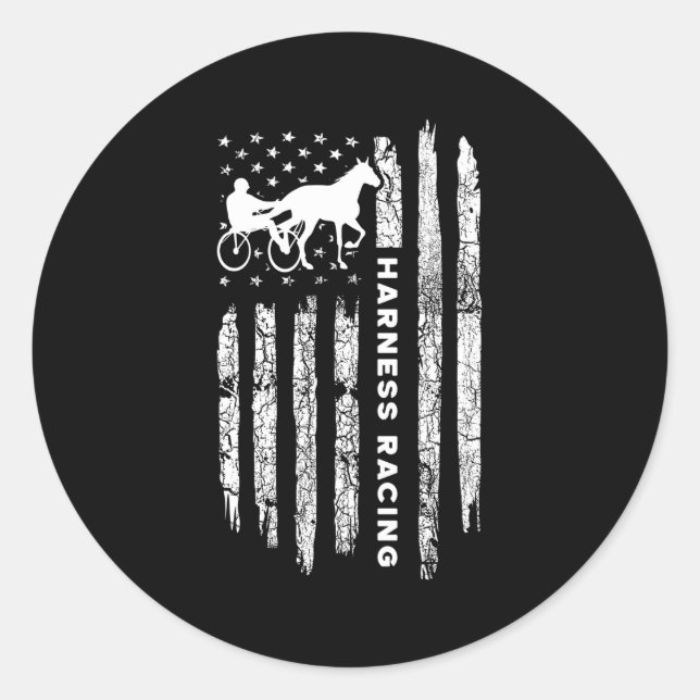 American Flag Harness Racing Harness Racing Runder Aufkleber (Vorderseite)