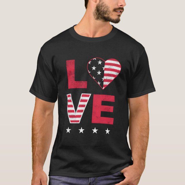 American Flag He Red White Blue 4Th Of July Top (Vorderseite)