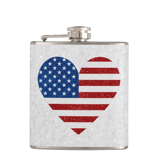 American Flag Heart 4. Juli Flachmann (Vorderseite)