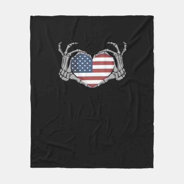 American Flag Heart Angepasst Fleecedecke (Vorderseite)