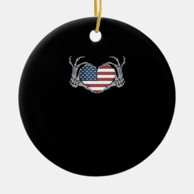 American Flag Heart Angepasst Keramik Ornament (Vorne)