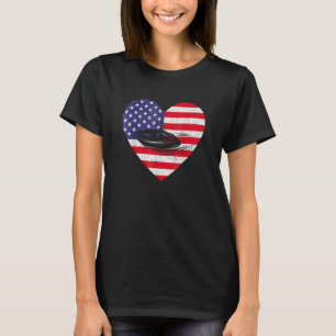 American Flag Heart Boating 4. Juli Usa Patrio T-Shirt
