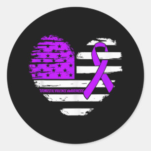 American Flag Heart Domestic Gewalt Awareness Ri Runder Aufkleber
