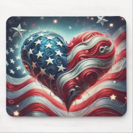 American Flag Heart Mouse Pad – Patriotic Desktop Mousepad