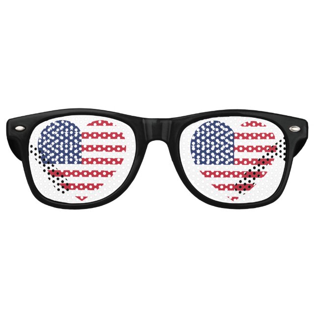 American Flag Heart Patriotic USA Partybrille (Vorderseite)