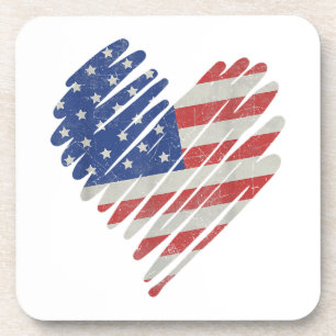 American Flag Heart Red White Blue Niedlich 4. Jul Getränkeuntersetzer