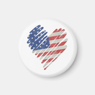 American Flag Heart Red White Blue Niedlich 4. Jul Magnet
