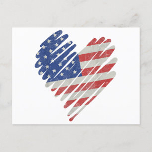 American Flag Heart Red White Blue Niedlich 4. Jul Postkarte
