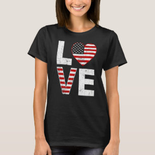American Flag Heart Red White Blue Niedlich 4. Jul T-Shirt
