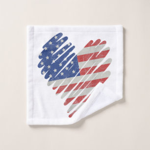 American Flag Heart Red White Blue Niedlich 4. Jul Waschlappen
