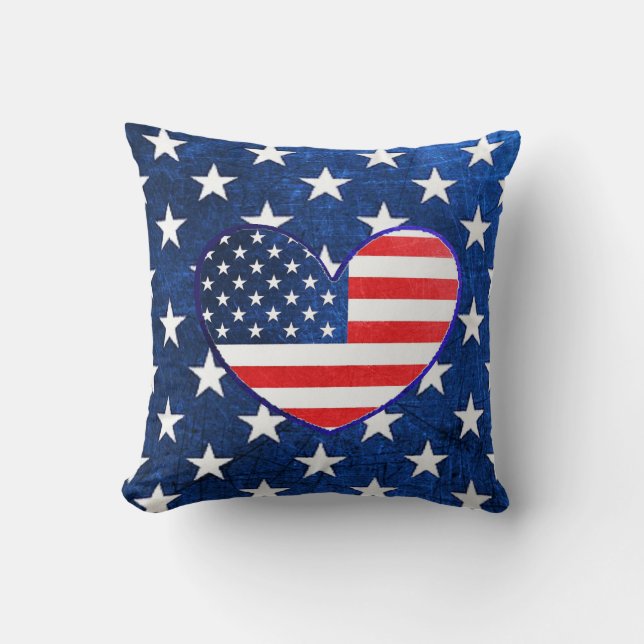 American Flag Heart Red White Blue Pillow Kissen (Vorderseite)